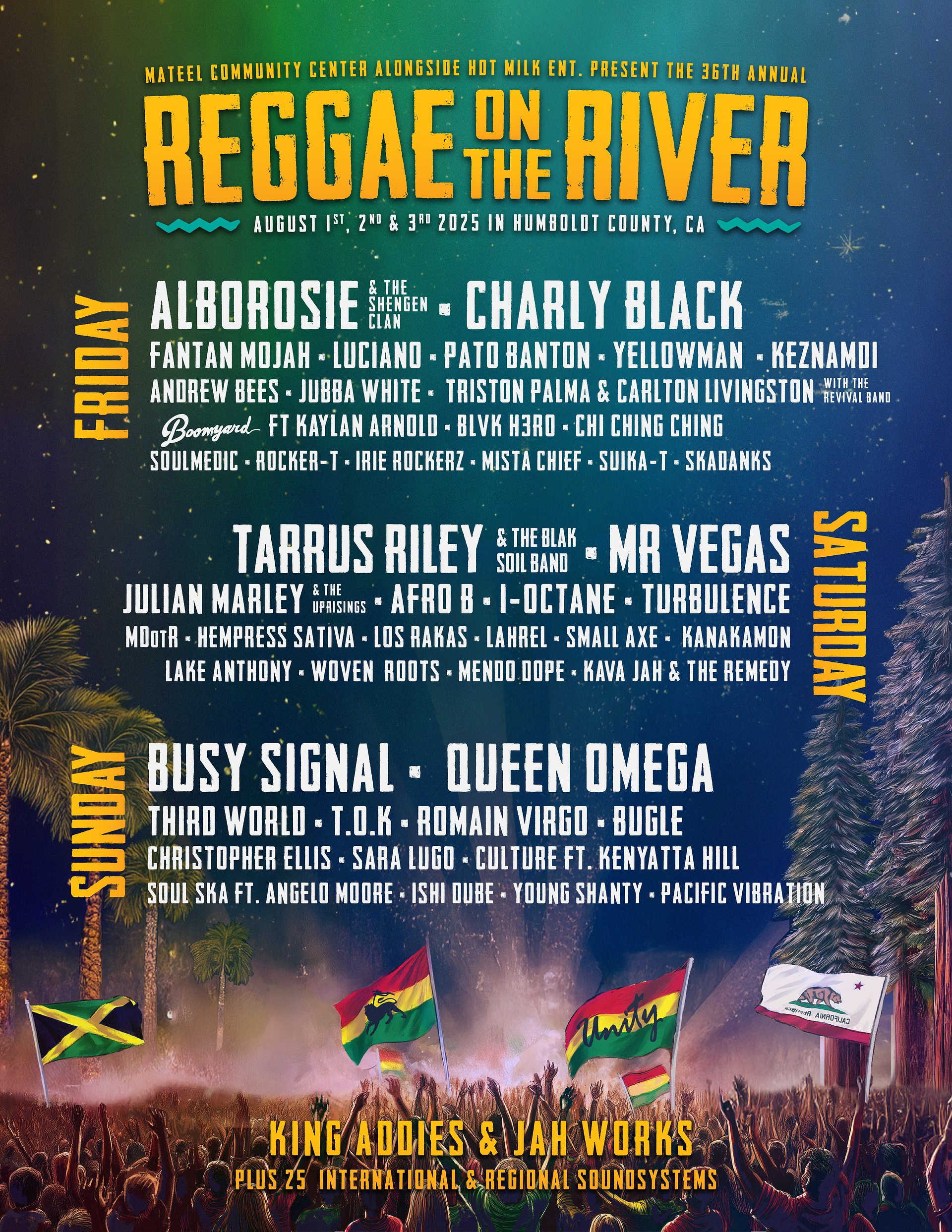 Reggae on the River 2025: Jubba White, Julian Marley, and Bugle Lead an Unforgettable Weekend